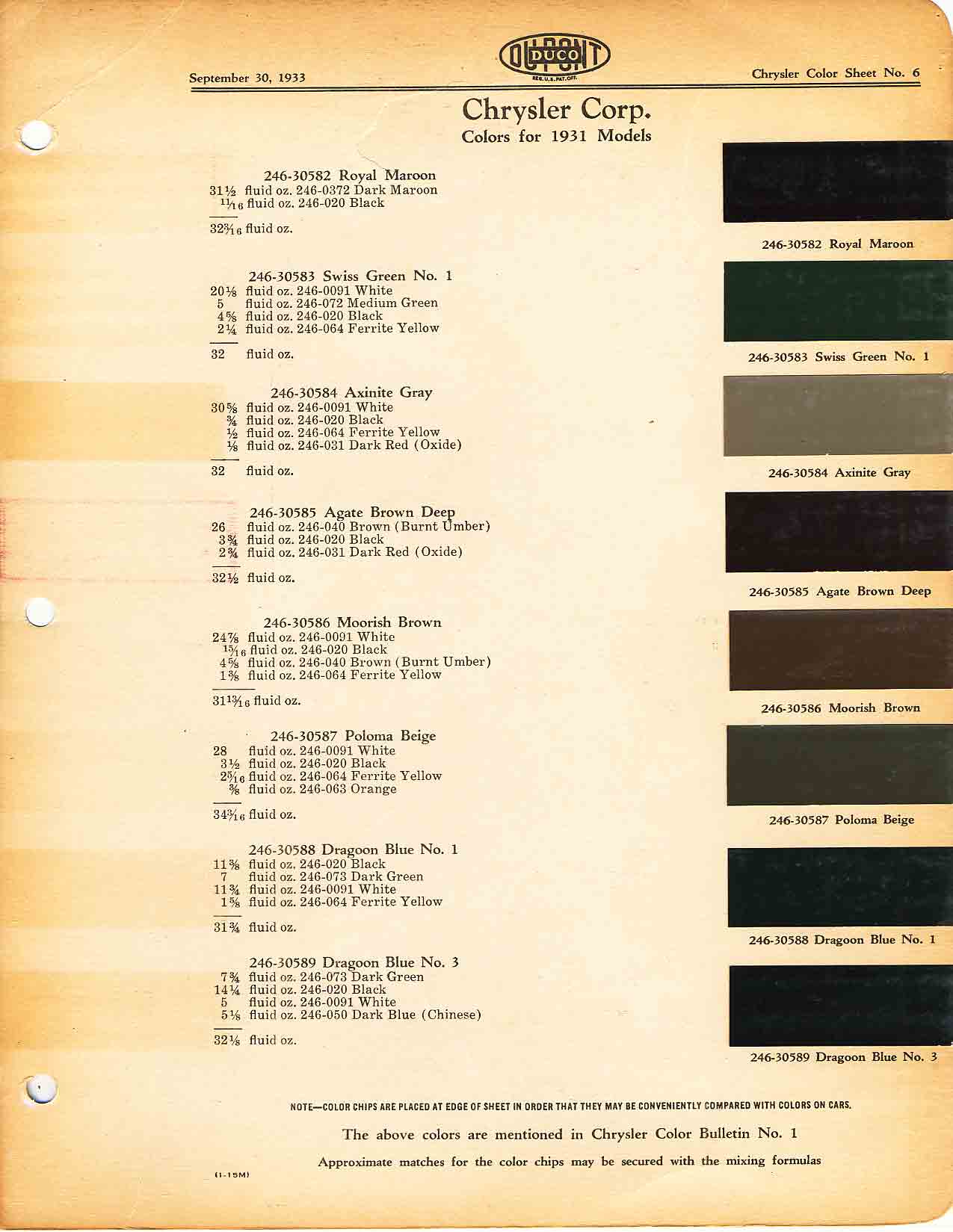 Chrysler Paint (Color) Code Chart For Exterior Vehicles