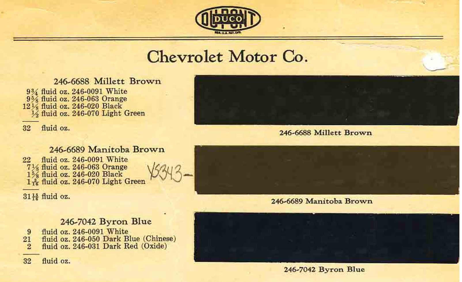 Paint Codes and Color Swatches used by Chevrolet on Vehicles