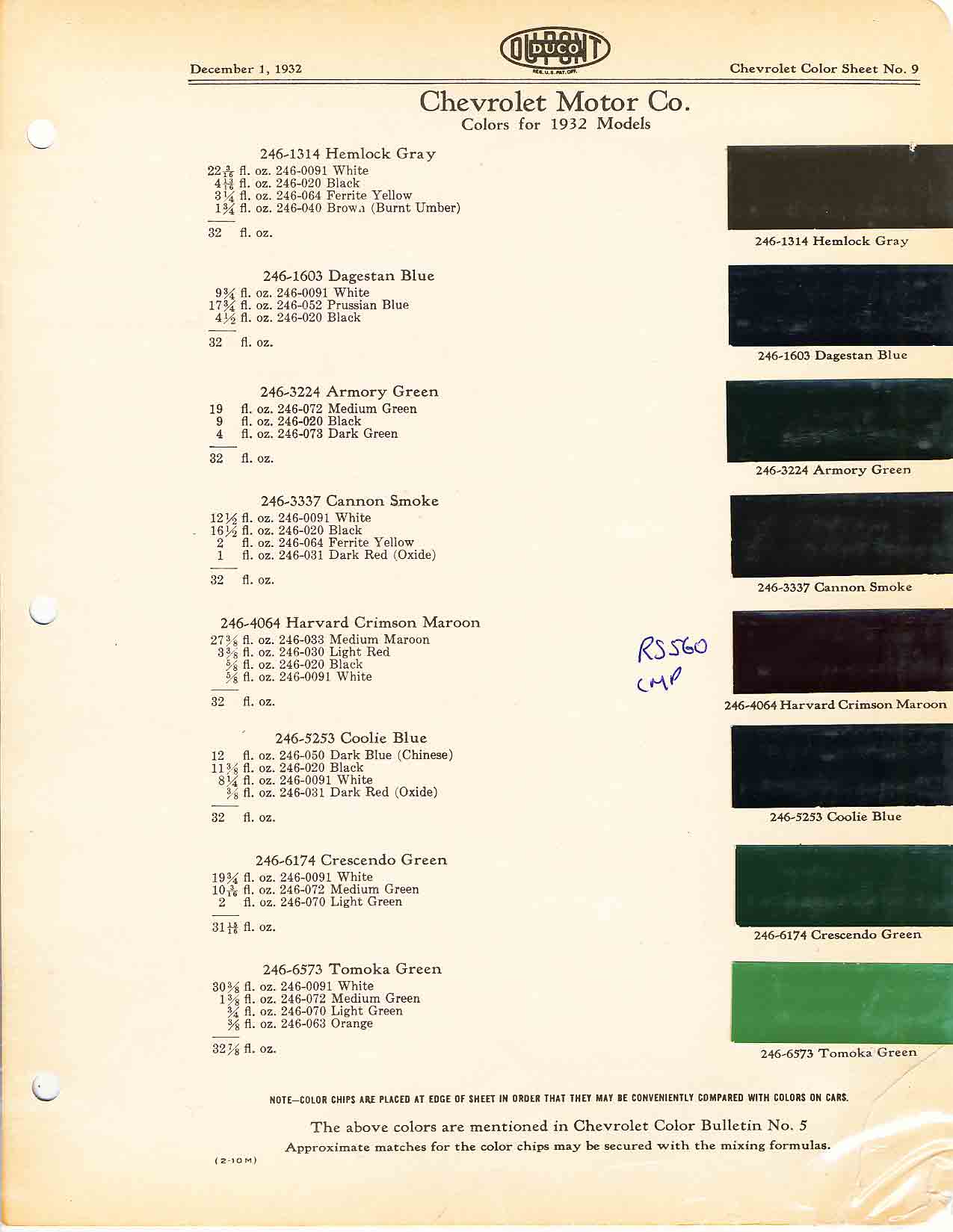 Paint Codes and Color Swatches used by Chevrolet on Vehicles