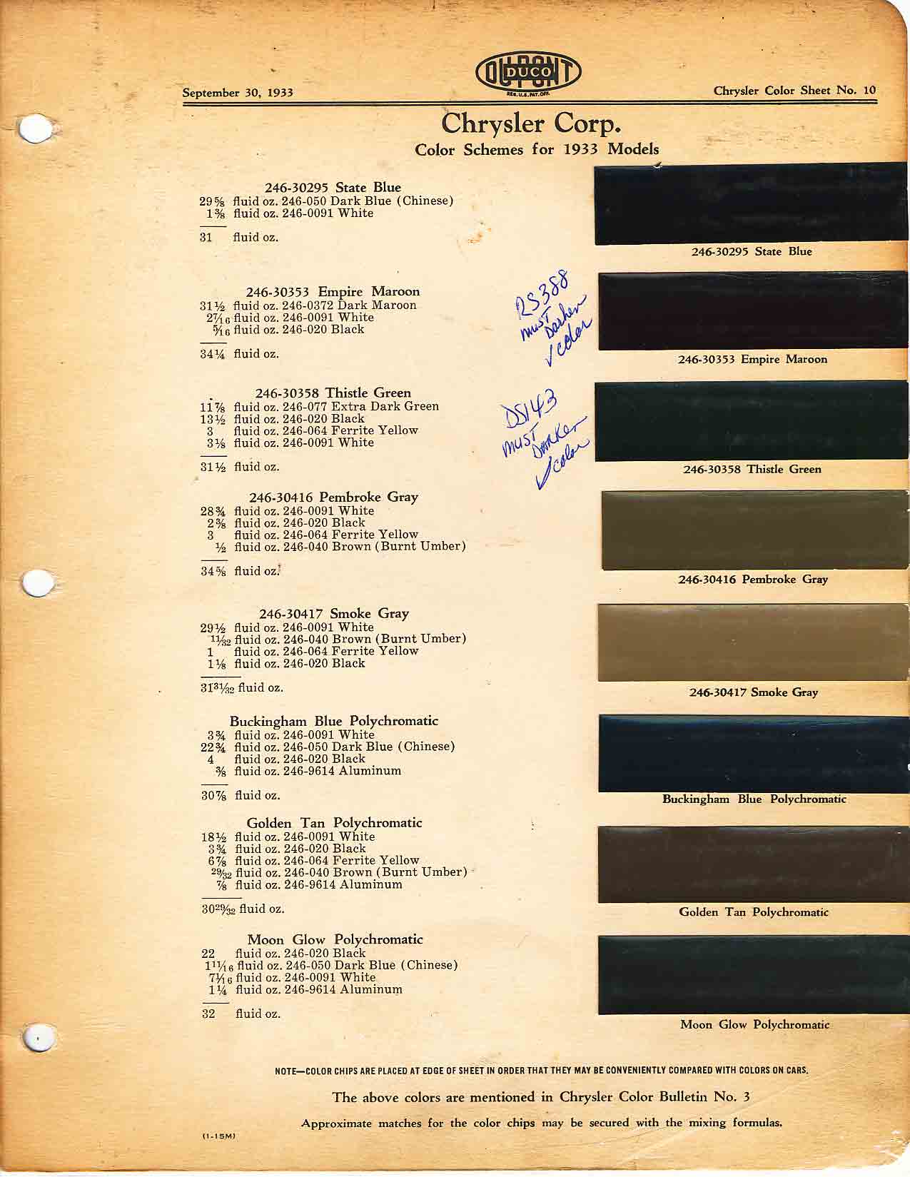 Chrysler Paint (Color) Code Chart For Exterior Vehicles