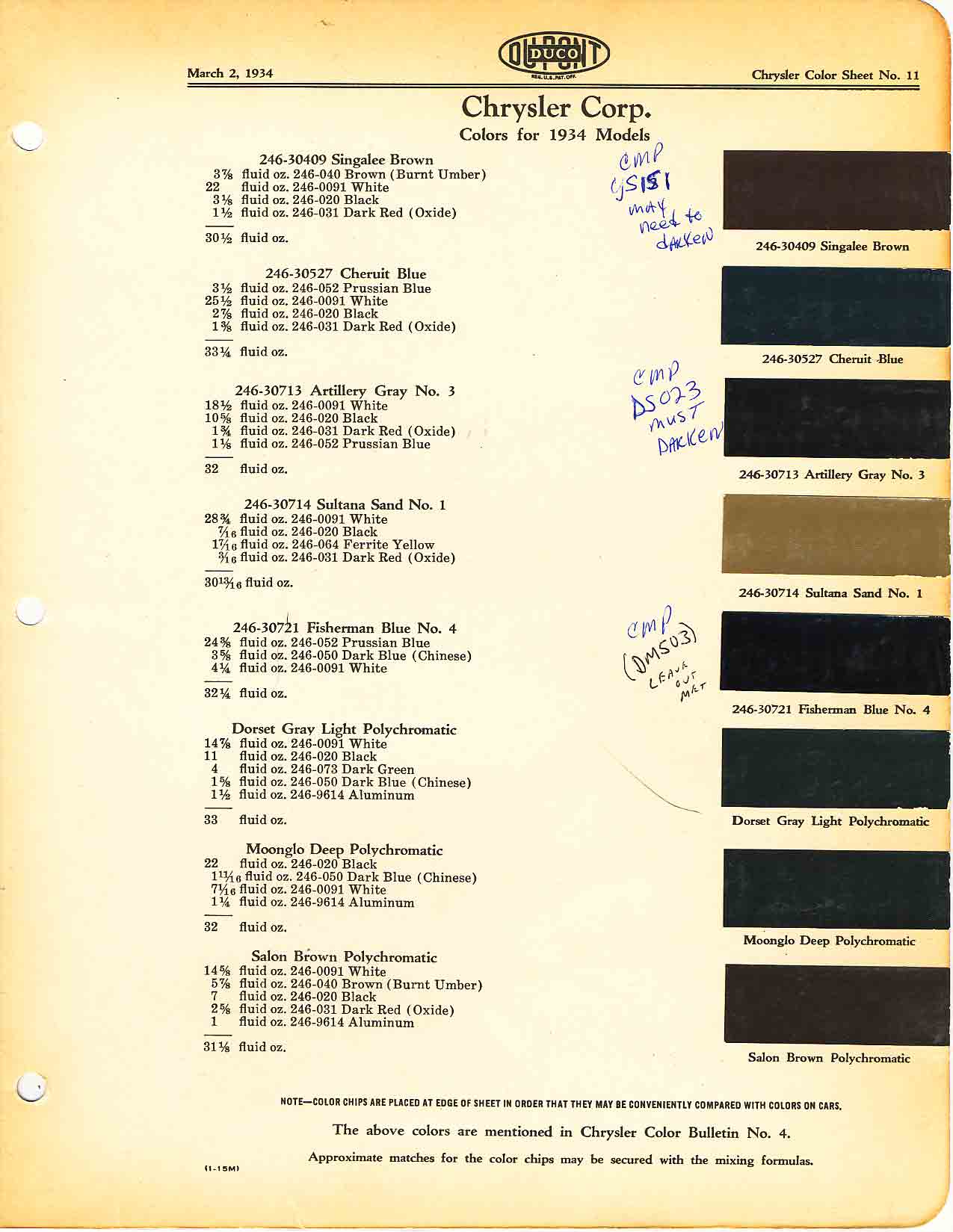 Chrysler Paint (Color) Code Chart For Exterior Vehicles