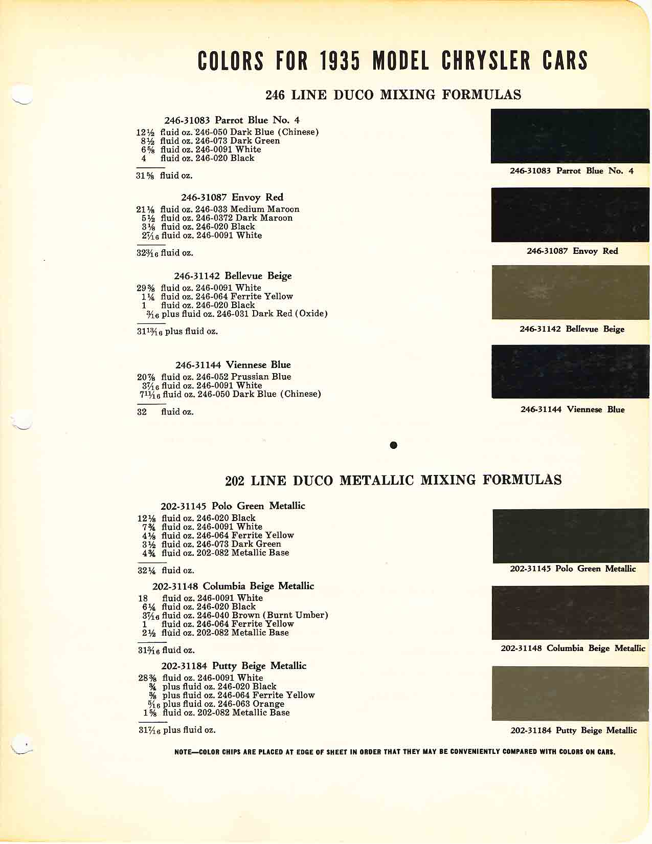 Chrysler Paint (Color) Code Chart For Exterior Vehicles