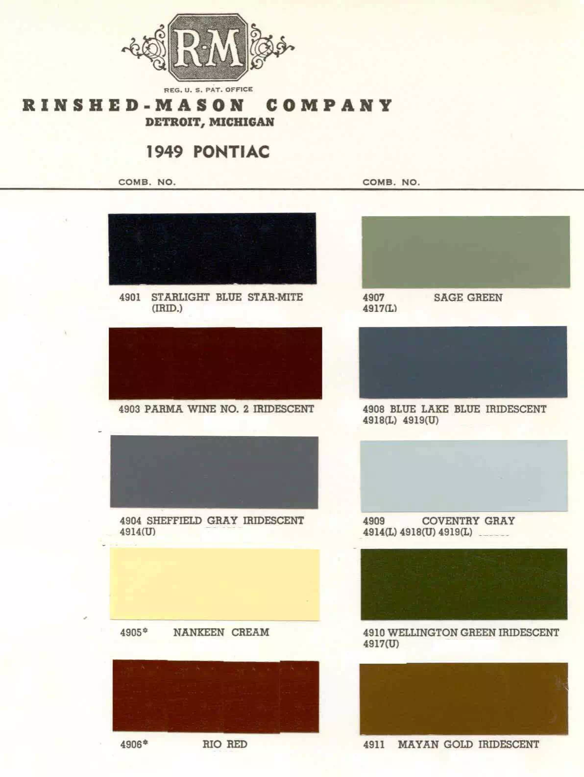 All Pontiac Vehicle Paint Codes and Color Charts from 1931 to 1981