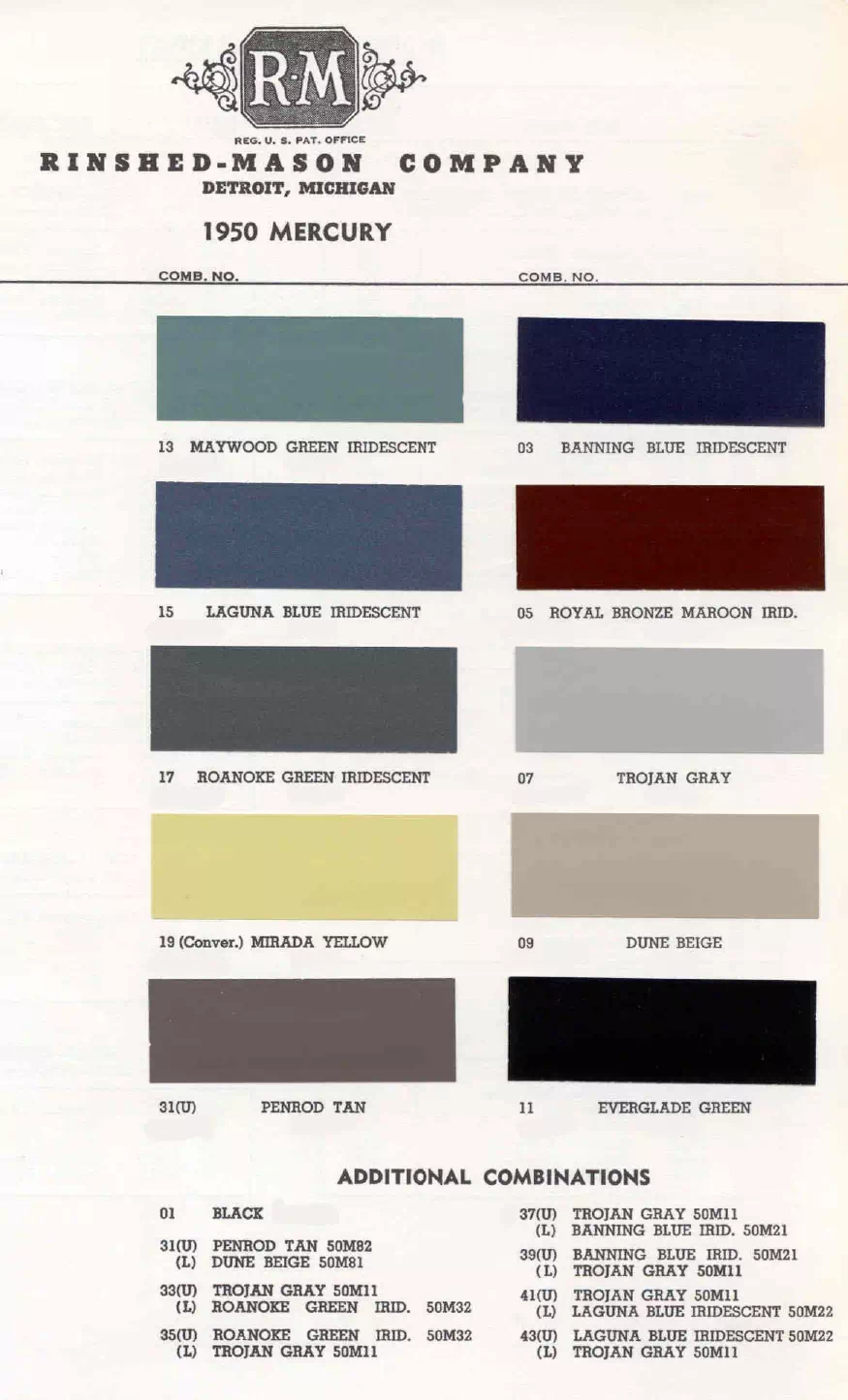 Paint color examples, their ordering codes, the oem color code, and vehicles the color was used on