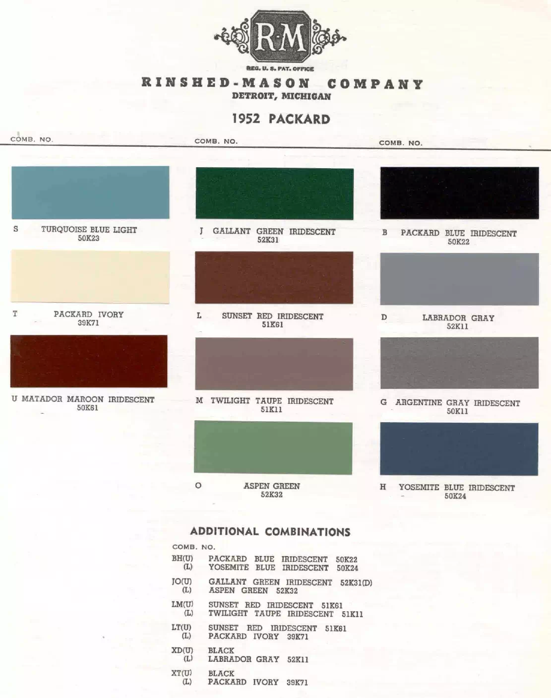 Paint color examples, their ordering codes, the oem color code, and vehicles the color was used on