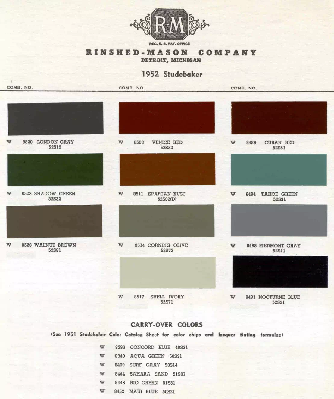 Paint color examples, their ordering codes, the oem color code, and vehicles the color was used on