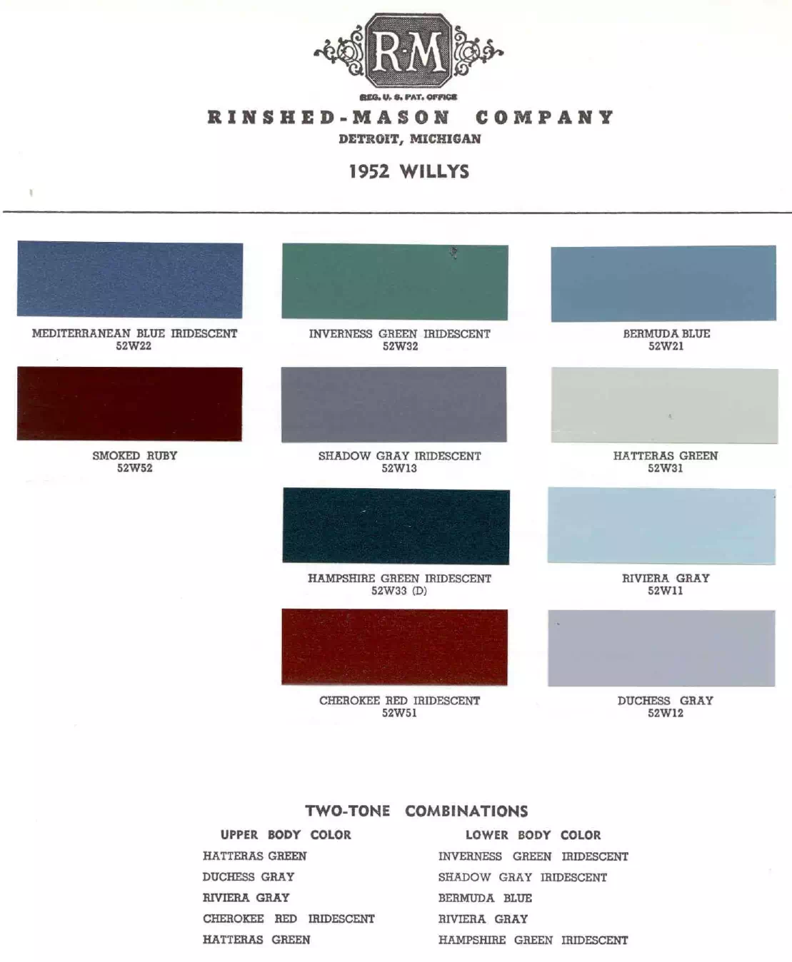 Paint color examples, their ordering codes, the oem color code, and vehicles the color was used on