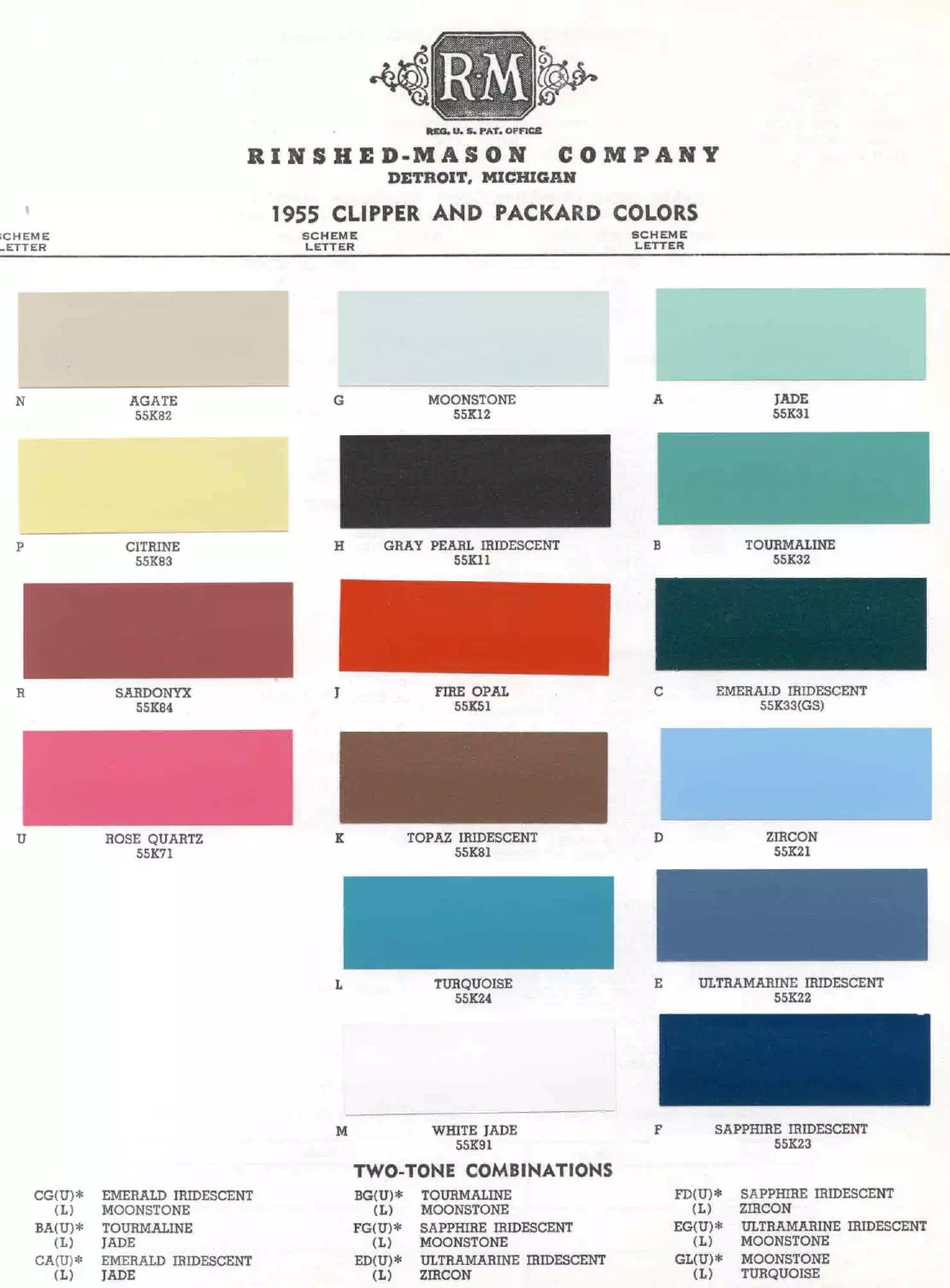 Paint color examples, their ordering codes, the oem color code, and vehicles the color was used on