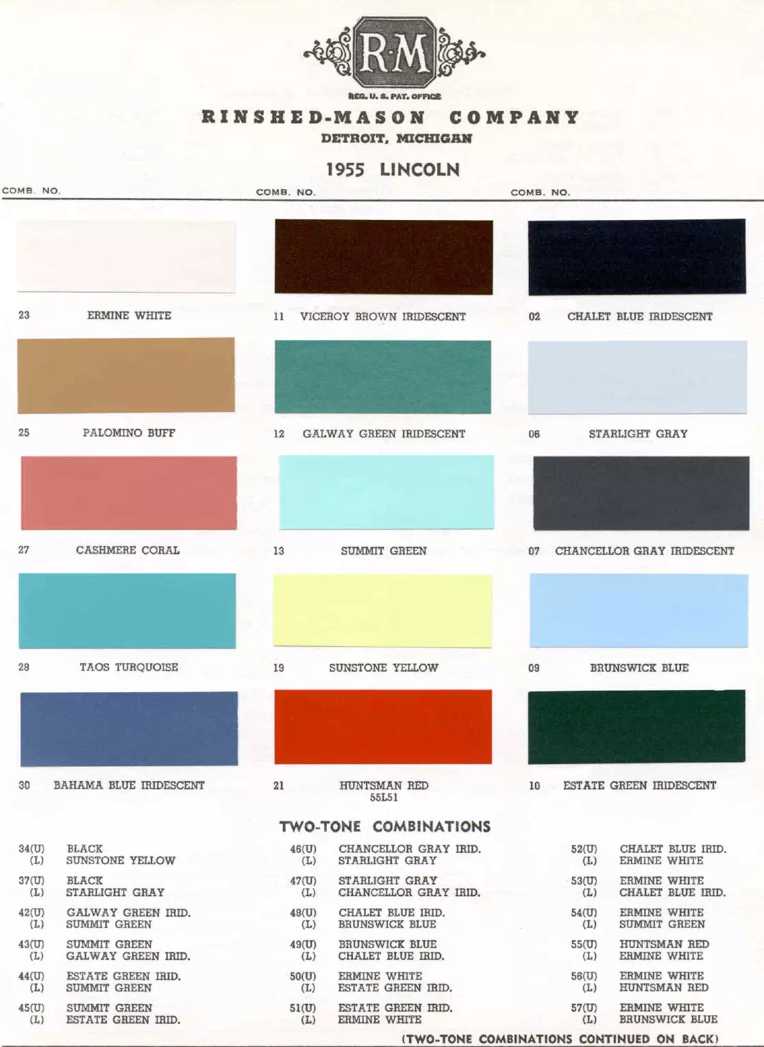 Paint color examples, their ordering codes, the oem color code, and vehicles the color was used on