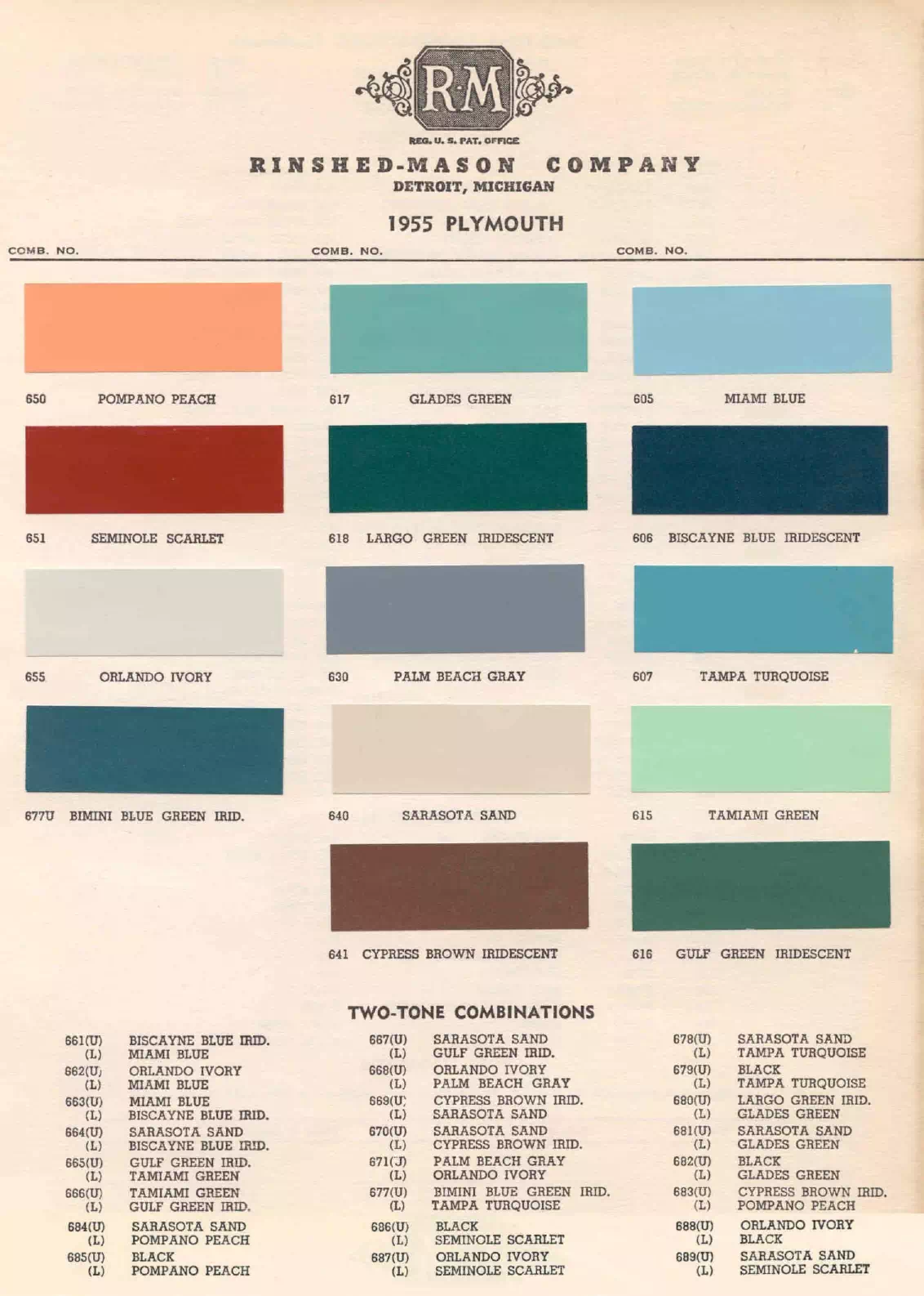 Paint color examples, their ordering codes, the oem color code, and vehicles the color was used on