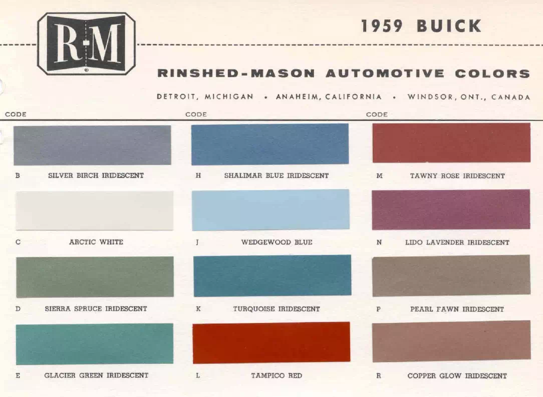 Paint color examples, their ordering codes, the oem color code, and vehicles the color was used on