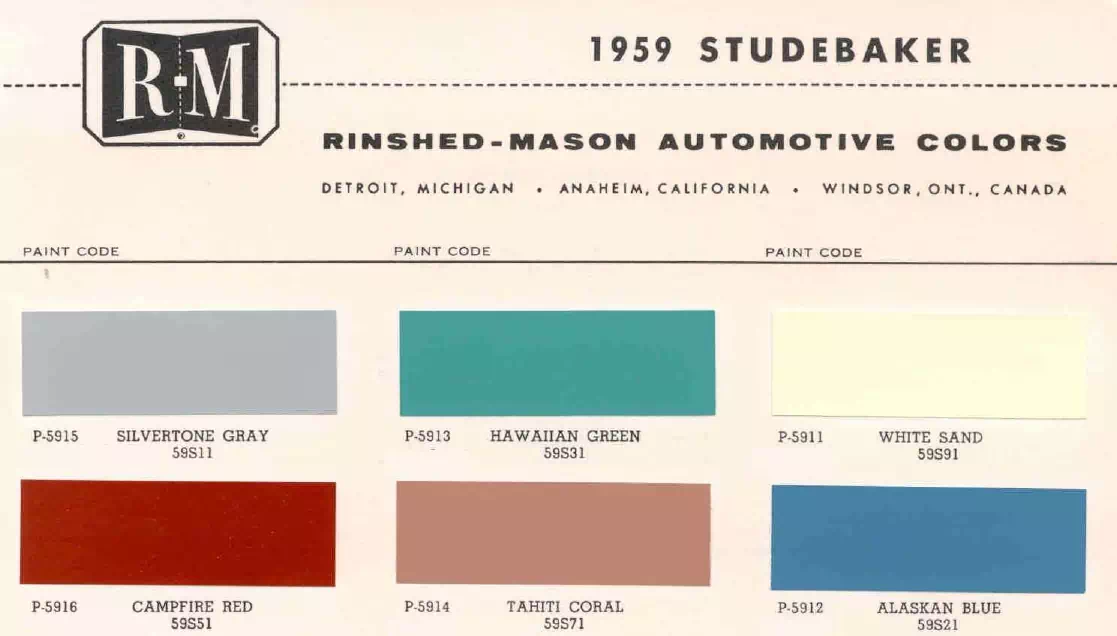 Paint color examples, their ordering codes, the oem color code, and vehicles the color was used on