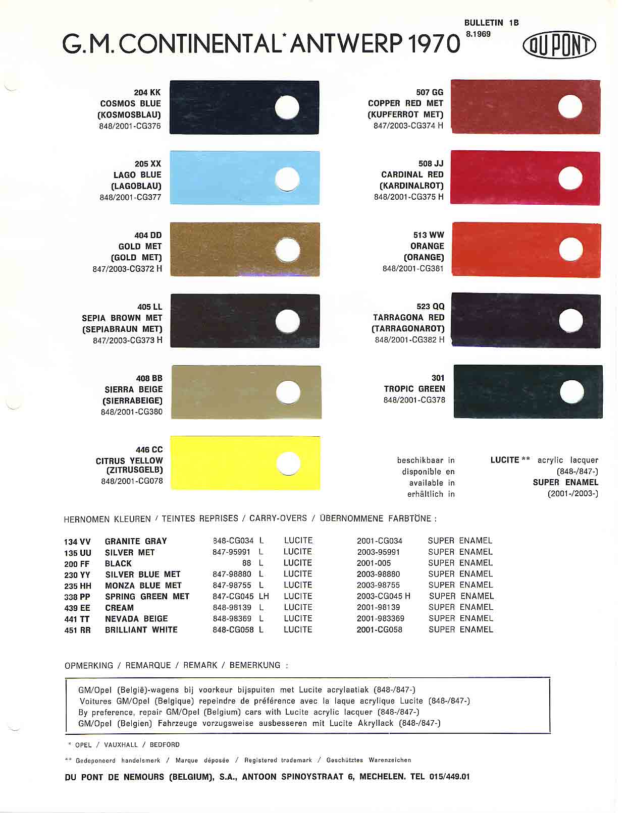 Opel Exterior Color Code and Paint Chart Colours