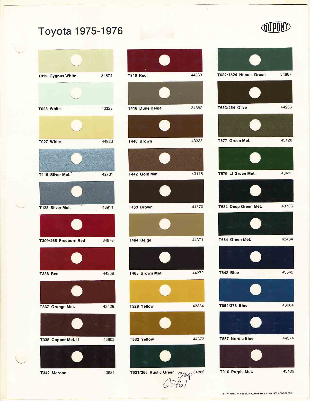 Toyota Paint Codes, Toyota Color Chart