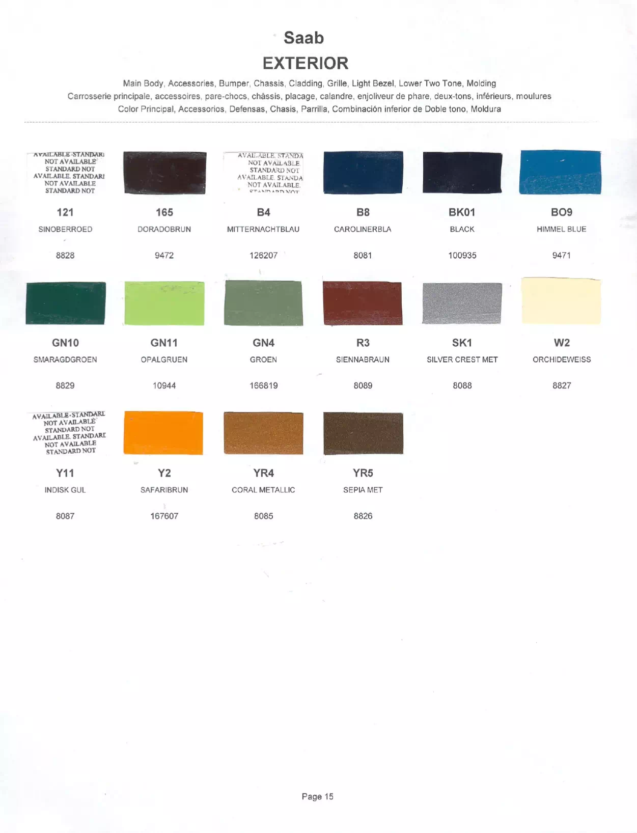 Paint color examples, their ordering codes, the oem color code, and vehicles the color was used on