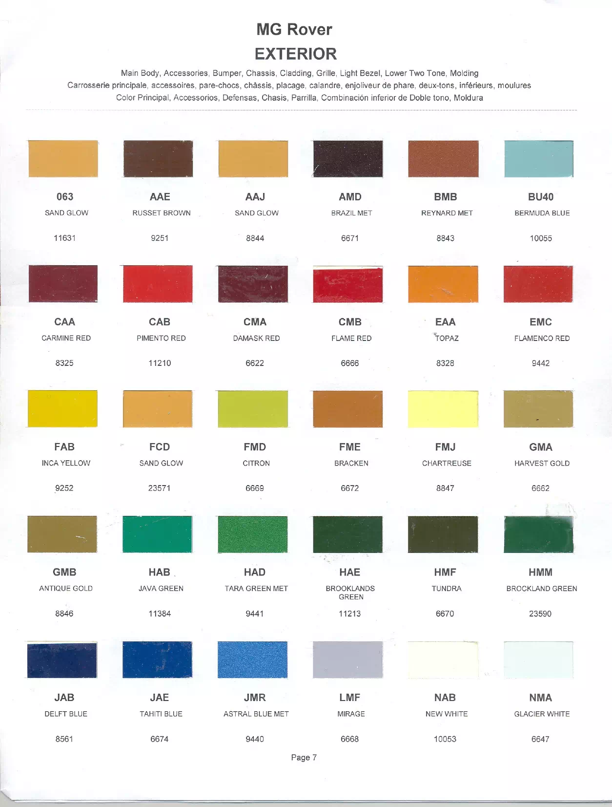 Paint color examples, their ordering codes, the oem color code, and vehicles the color was used on