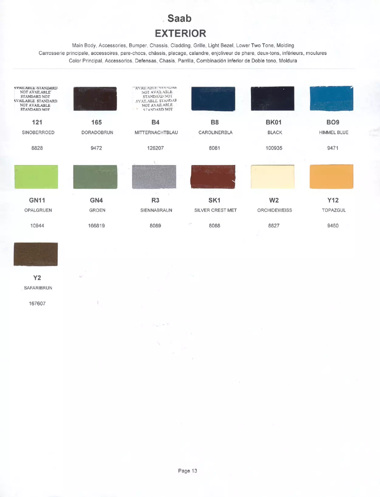 Paint color examples, their ordering codes, the oem color code, and vehicles the color was used on