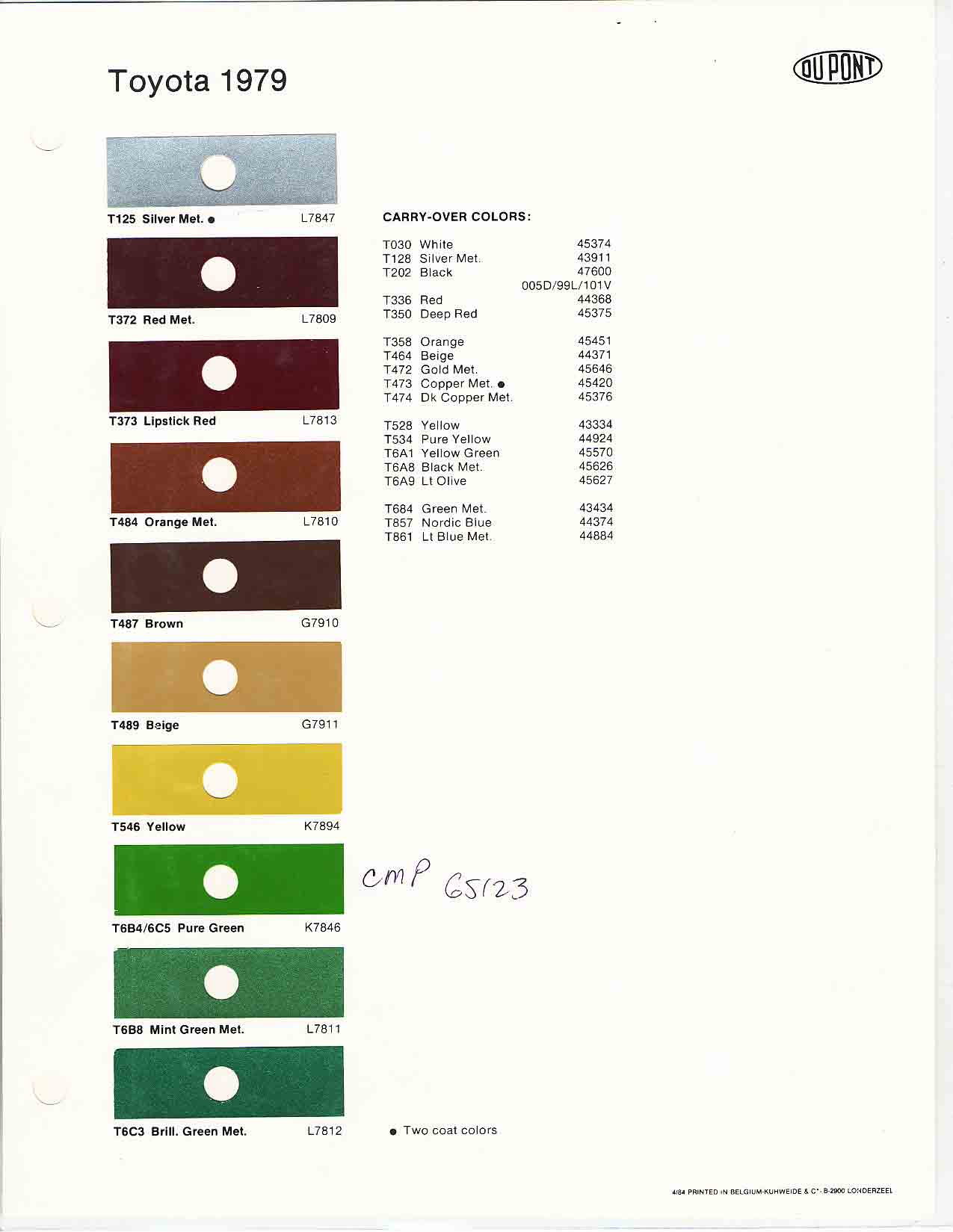 Toyota Paint Codes, Toyota Color Chart