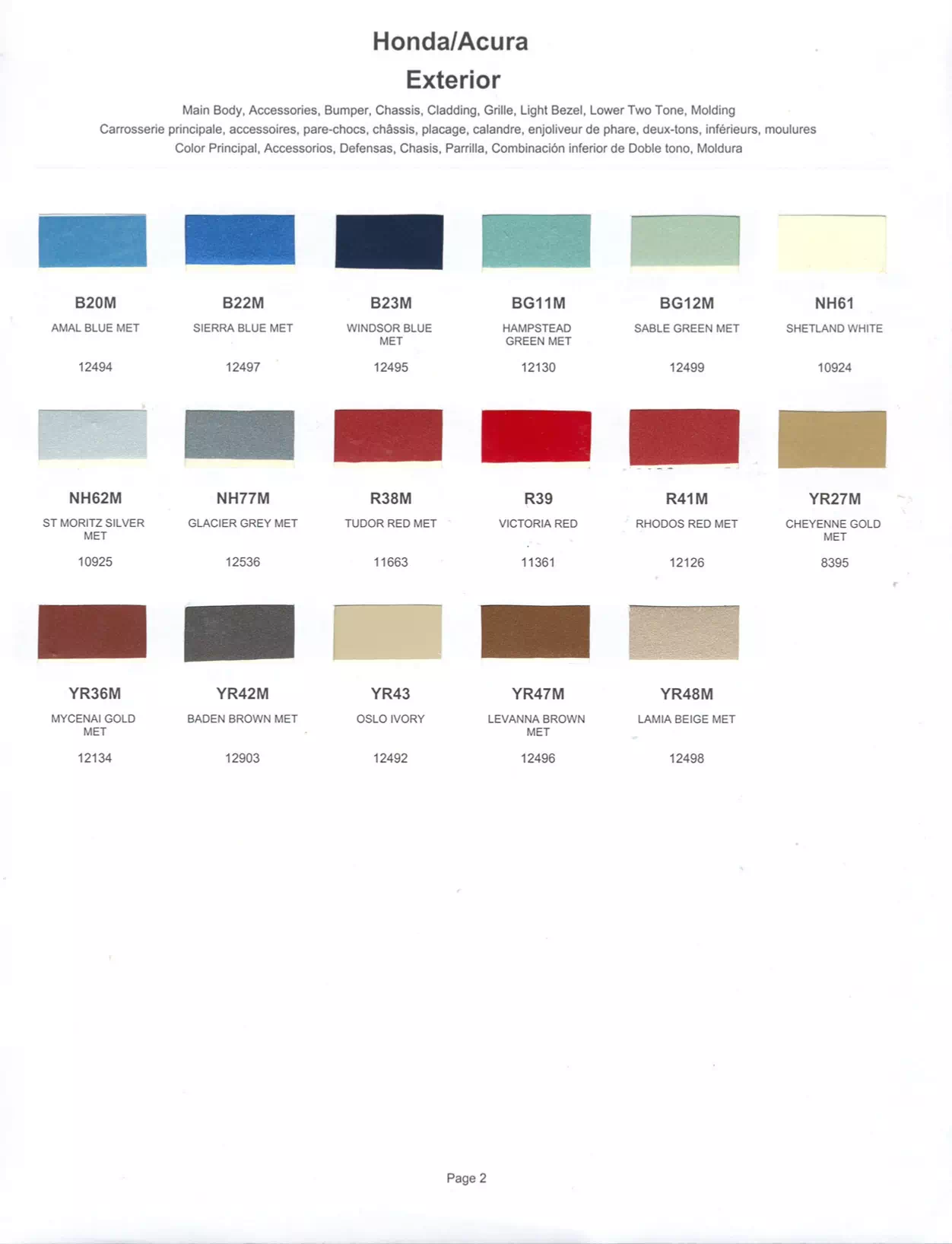 Paint color examples, their ordering codes, the oem color code, and vehicles the color was used on