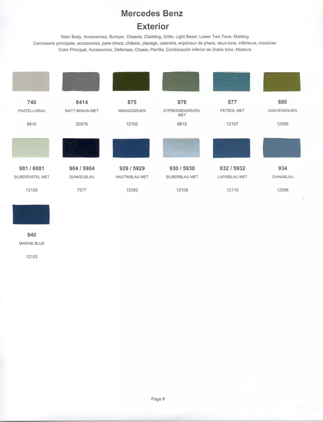 Paint color examples, their ordering codes, the oem color code, and vehicles the color was used on