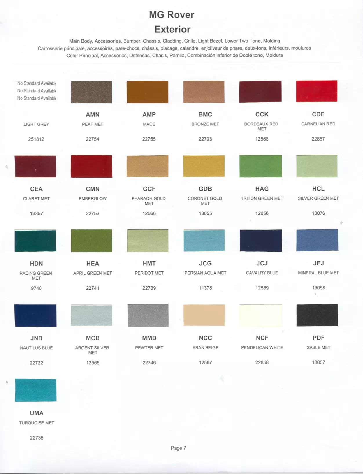 Paint color examples, their ordering codes, the oem color code, and vehicles the color was used on