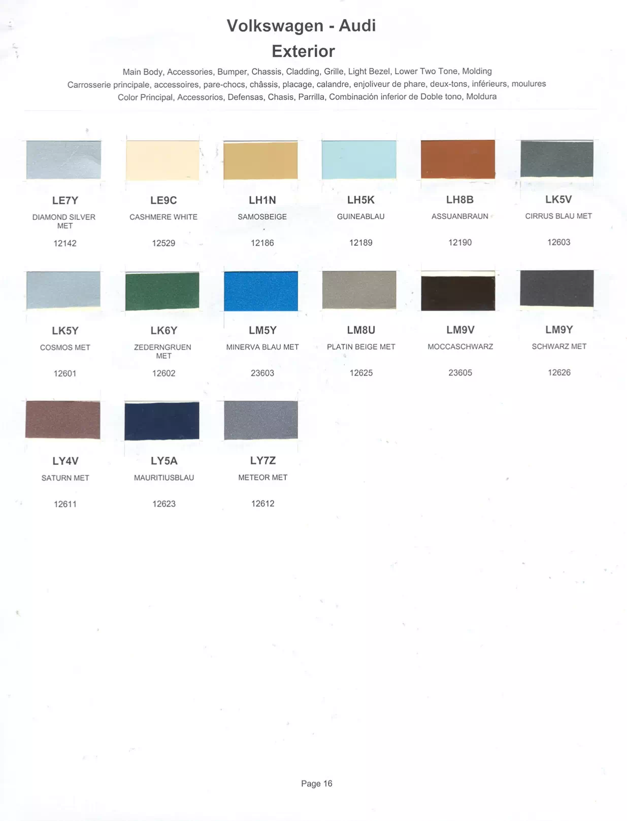 Paint color examples, their ordering codes, the oem color code, and vehicles the color was used on