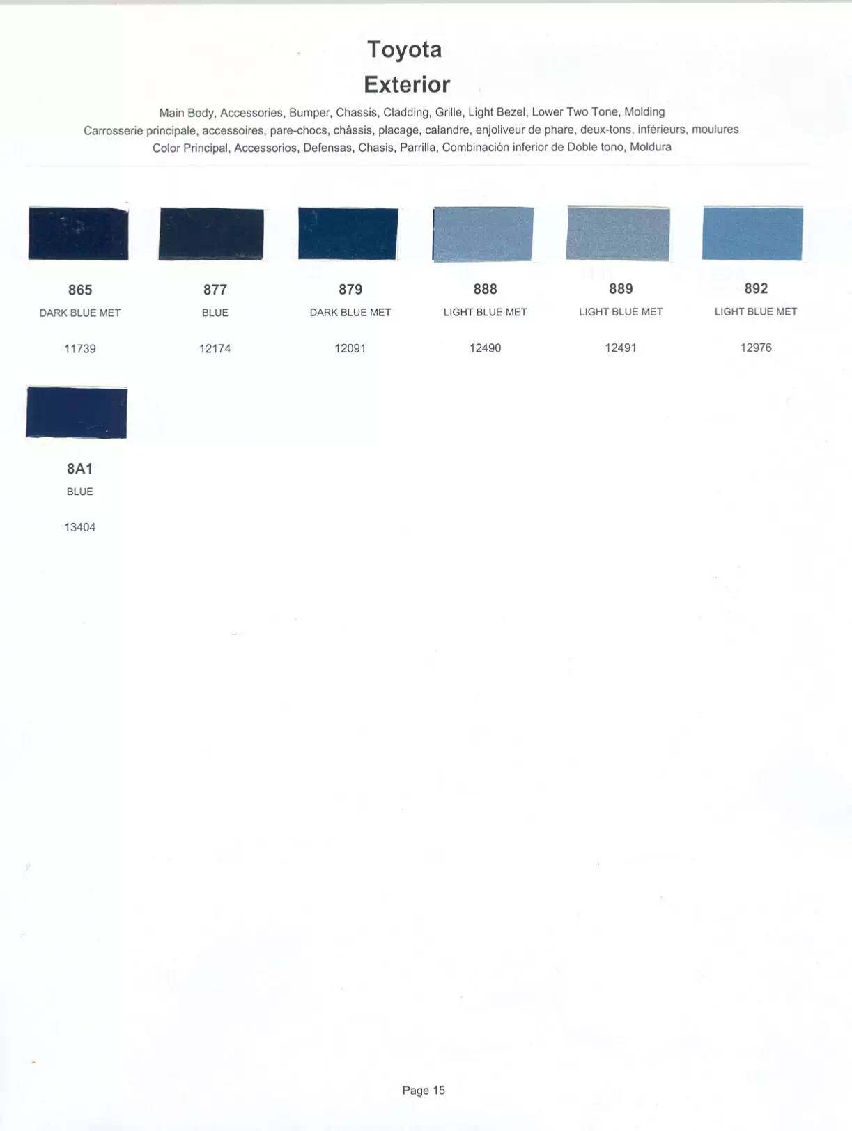 Toyota and lexus vehicle paint codes for exterior cars, ordering codes and  color shades