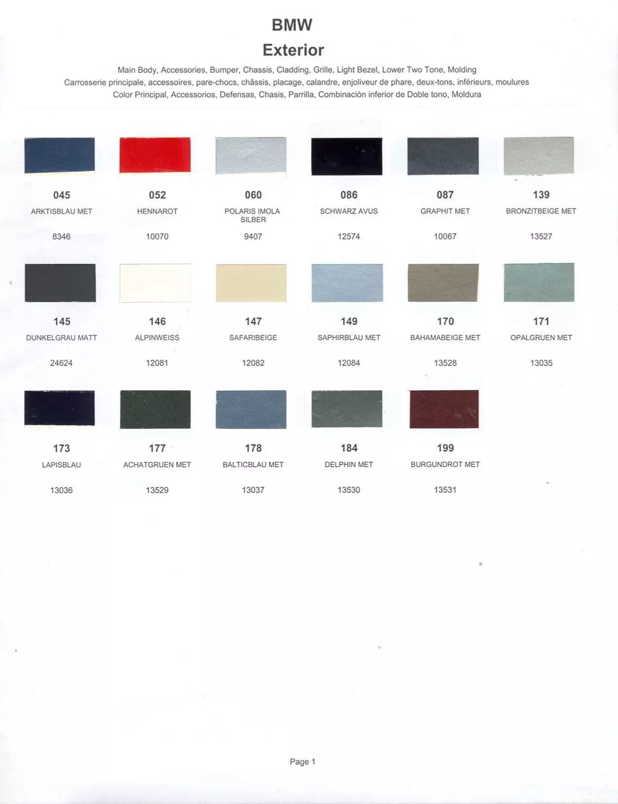 Paint color examples, their ordering codes, the oem color code, and vehicles the color was used on