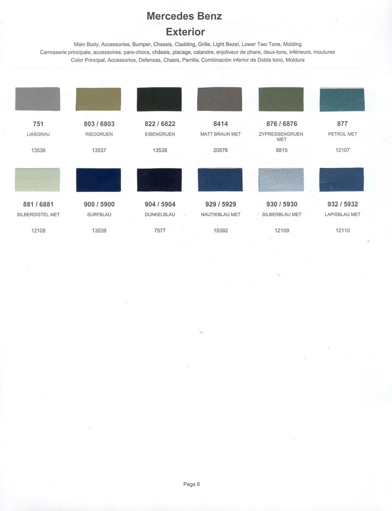 Paint color examples, their ordering codes, the oem color code, and vehicles the color was used on