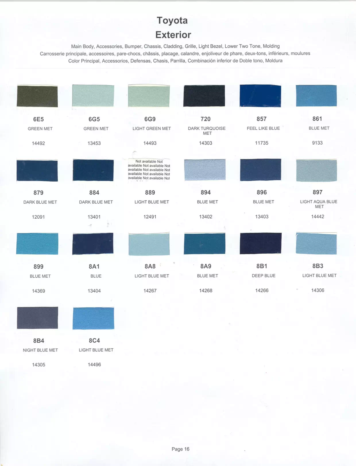 Paint color examples, their ordering codes, the oem color code, and vehicles the color was used on