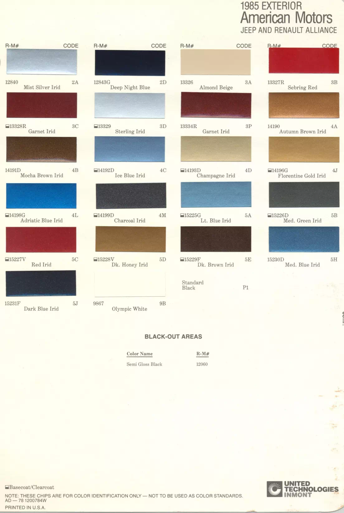 Paint color examples, their ordering codes, the oem color code, and vehicles the color was used on