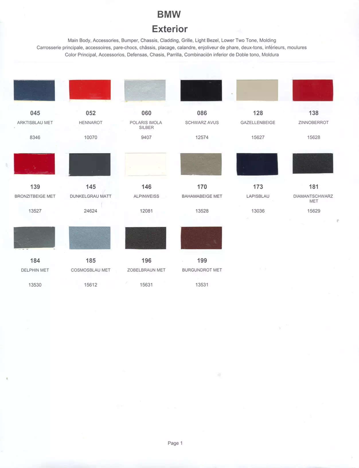 Paint color examples, their ordering codes, the oem color code, and vehicles the color was used on