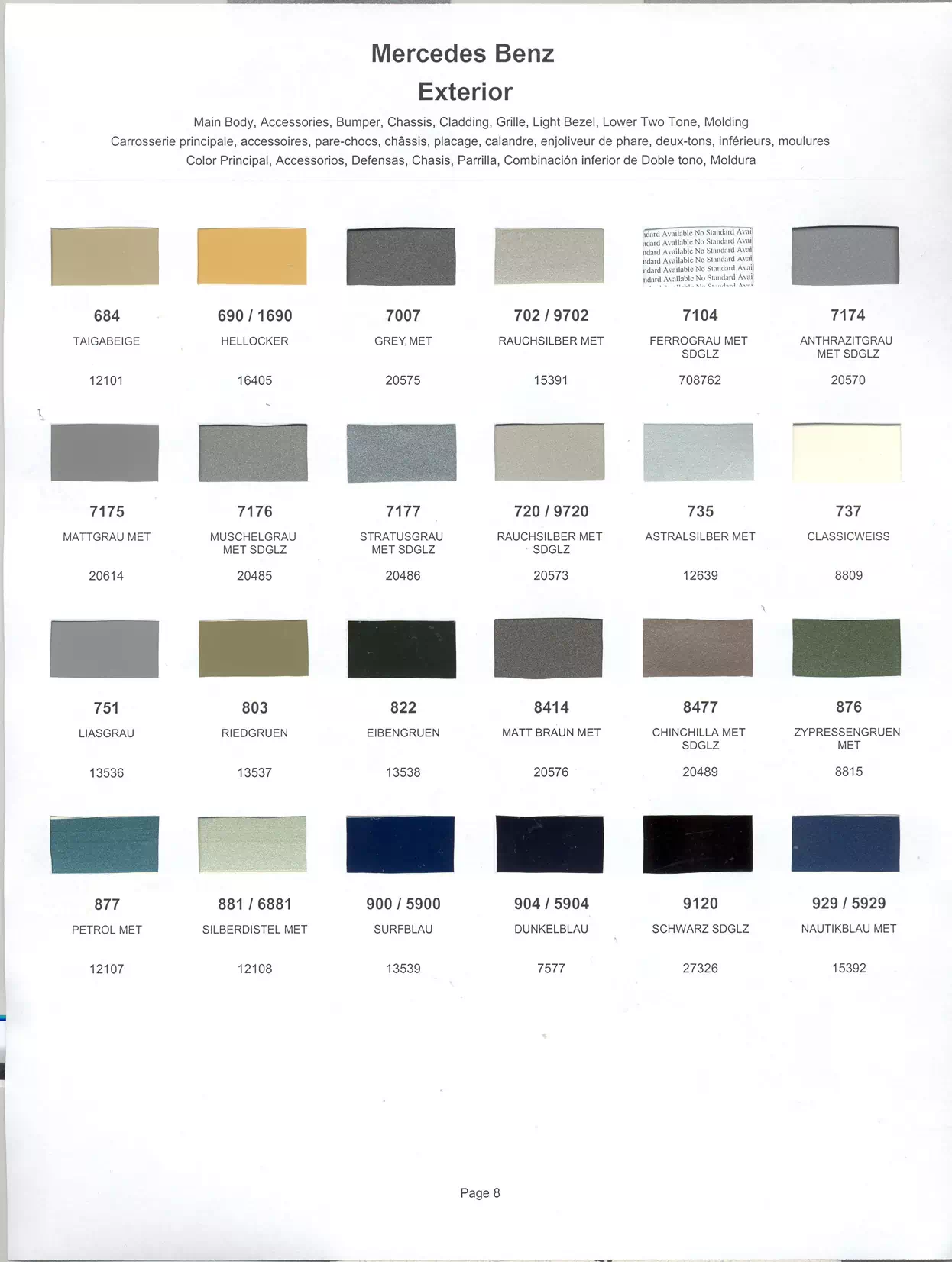 Paint color examples, their ordering codes, the oem color code, and vehicles the color was used on