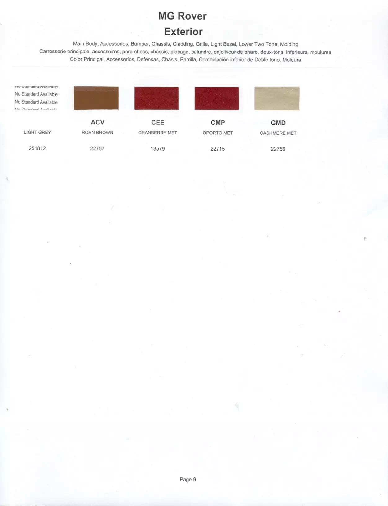 Paint color examples, their ordering codes, the oem color code, and vehicles the color was used on