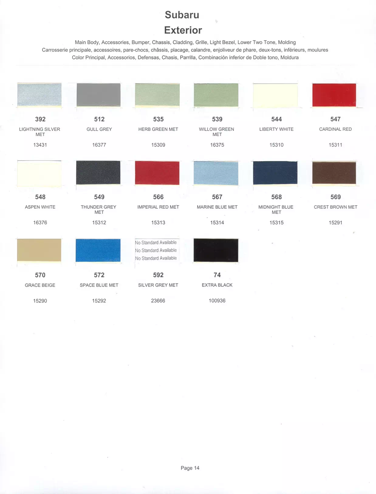 Paint color examples, their ordering codes, the oem color code, and vehicles the color was used on