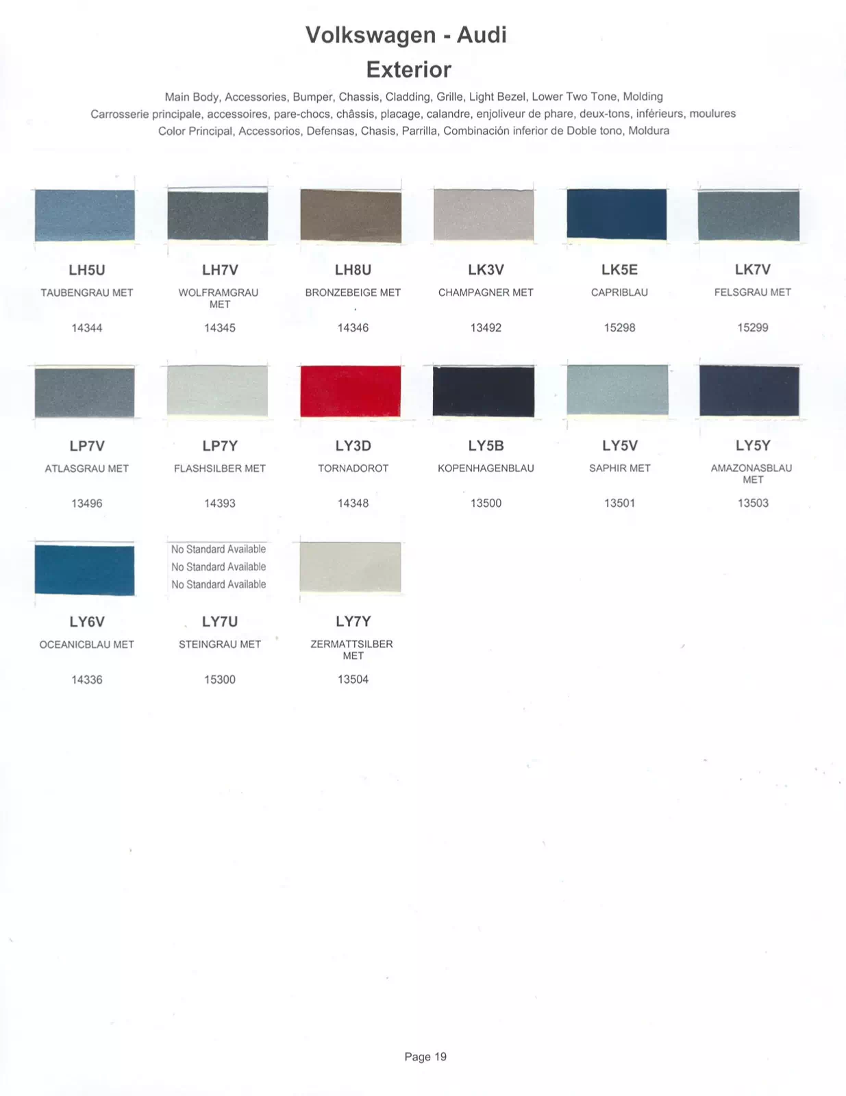 Paint color examples, their ordering codes, the oem color code, and vehicles the color was used on