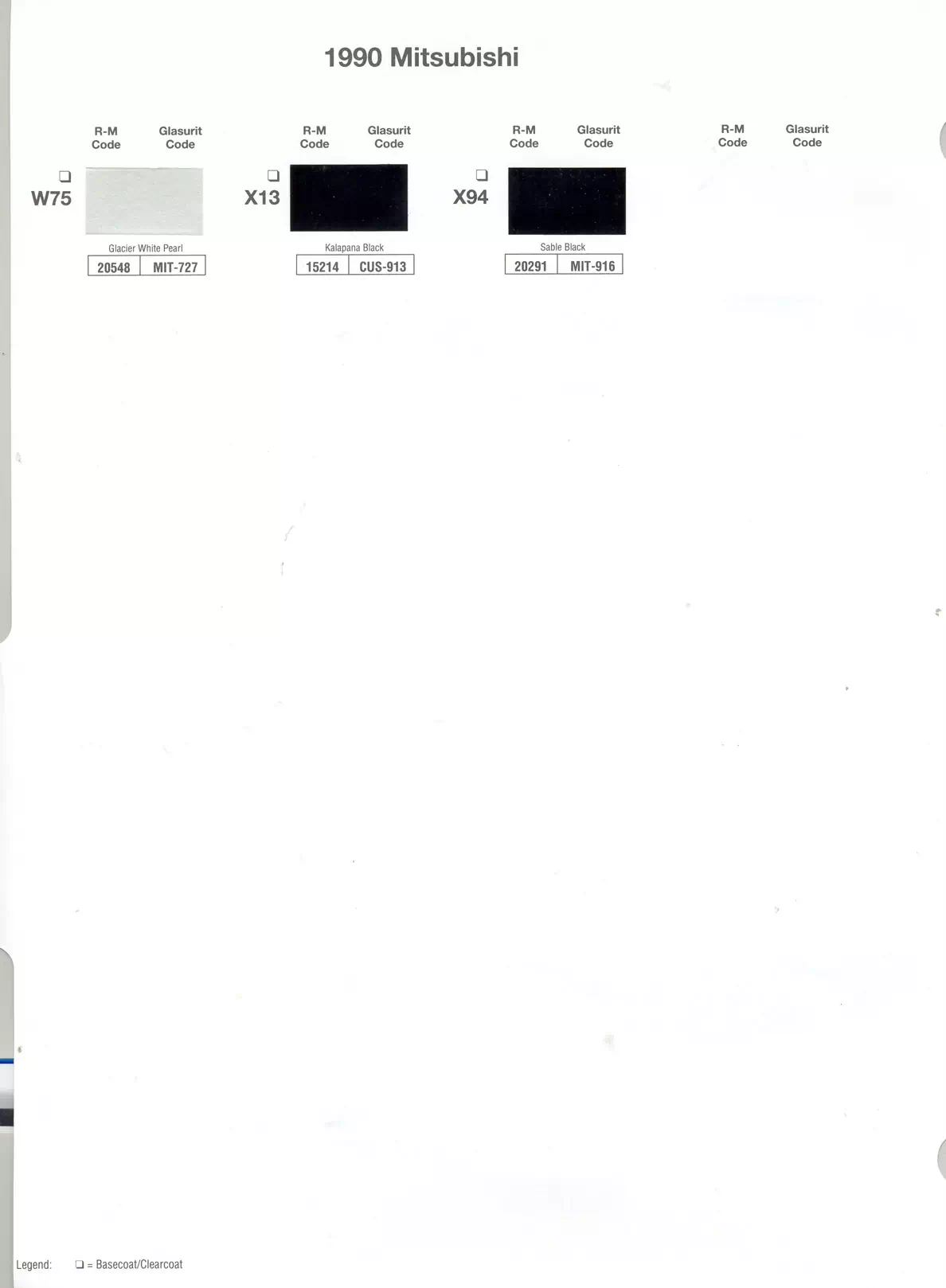 Paint color examples, their ordering codes, the oem color code, and vehicles the color was used on