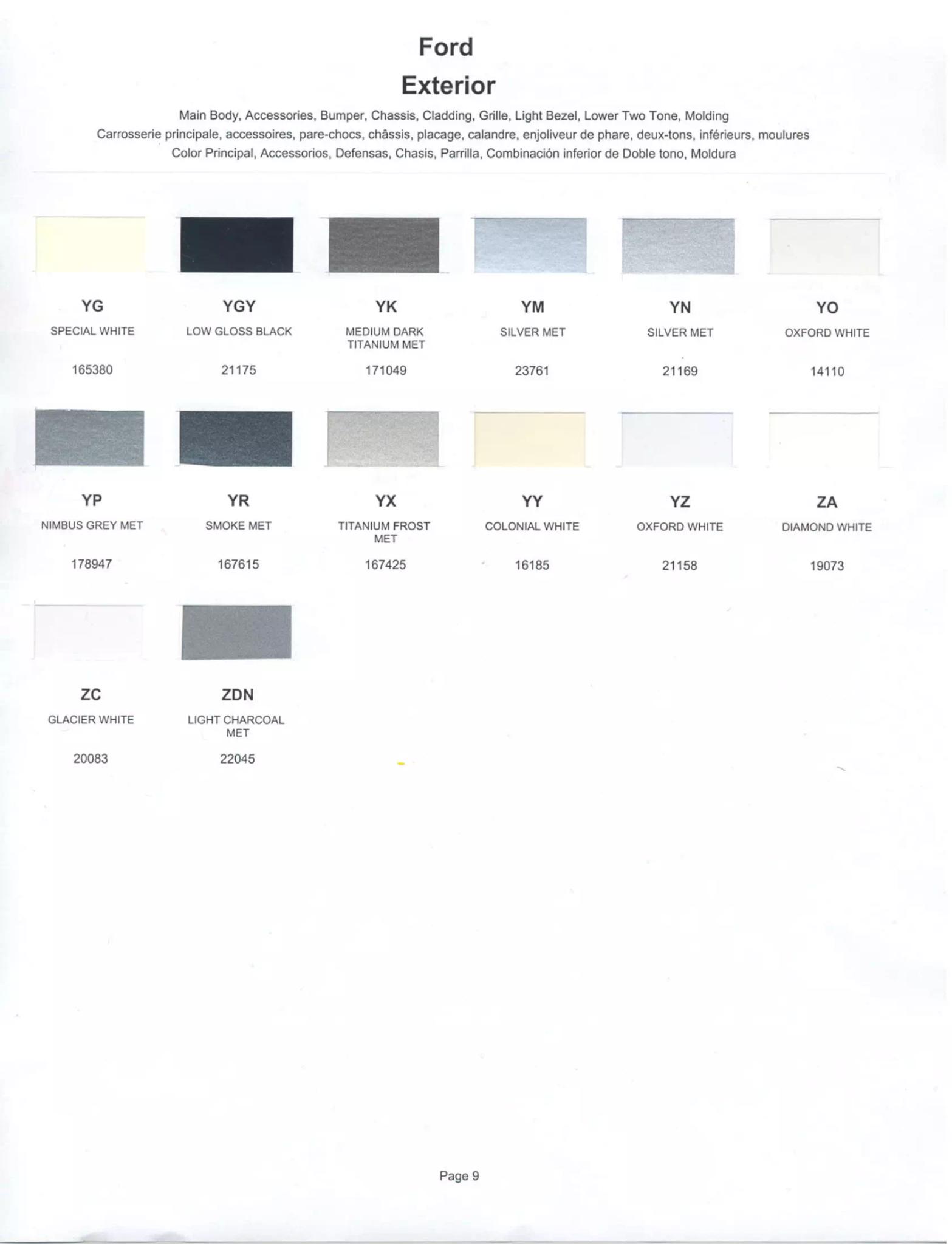 Ford, Lincoln, and Mercury, paint code swatches ( color examples )  oem paint codes and mixing stock numbers for those colors.