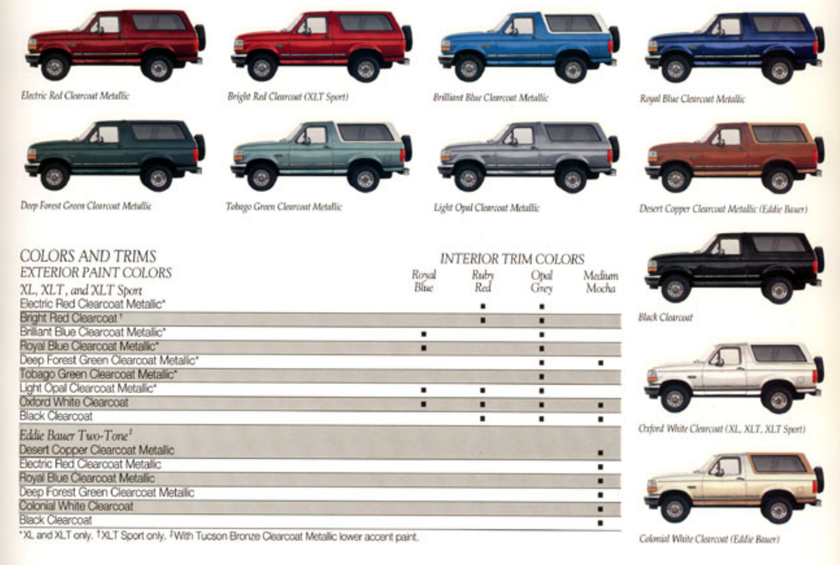 Ford Bronco exterior color examples used on all models