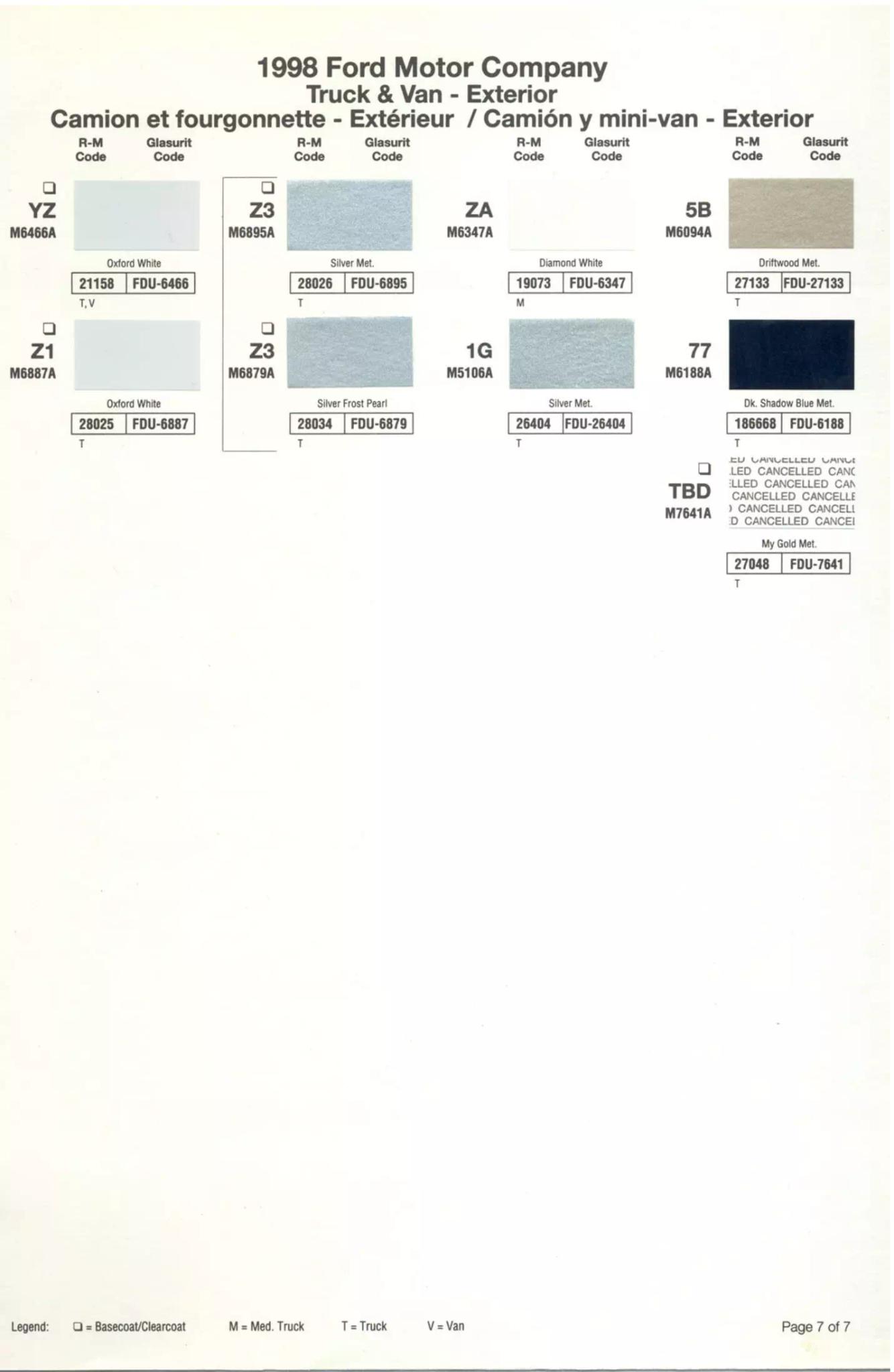 Ford, Lincoln, and Mercury, paint code swatches ( color examples )  oem paint codes and mixing stock numbers for those colors.