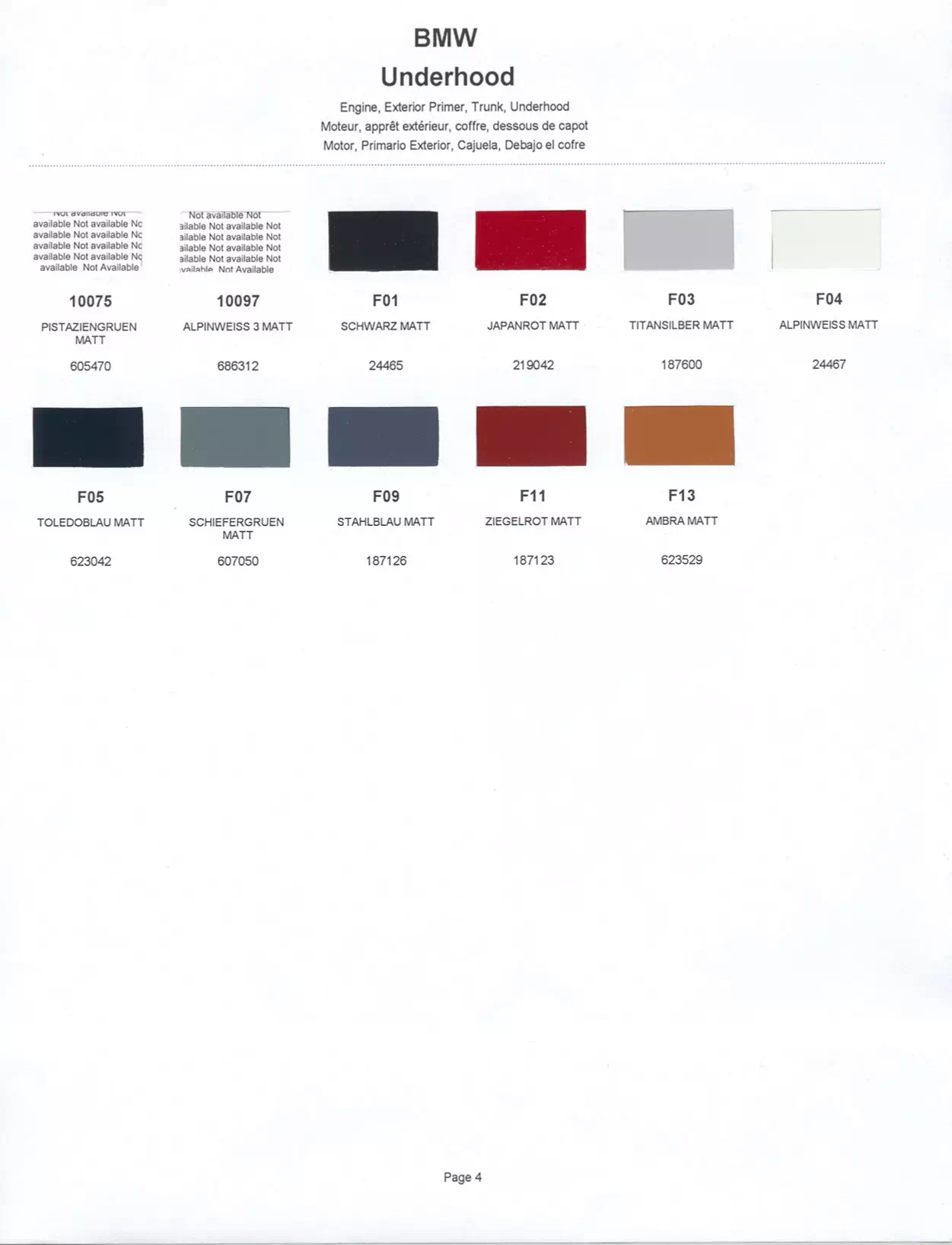 Paint color examples, their ordering codes, the oem color code, and vehicles the color was used on