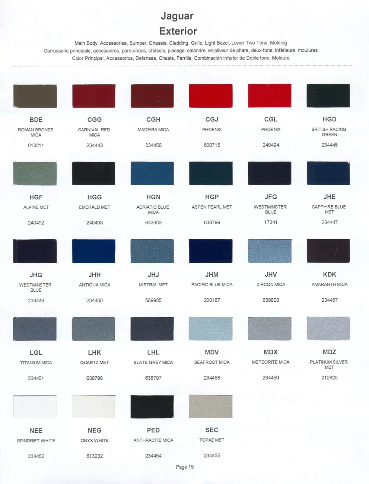 Paint color examples, their ordering codes, the oem color code, and vehicles the color was used on