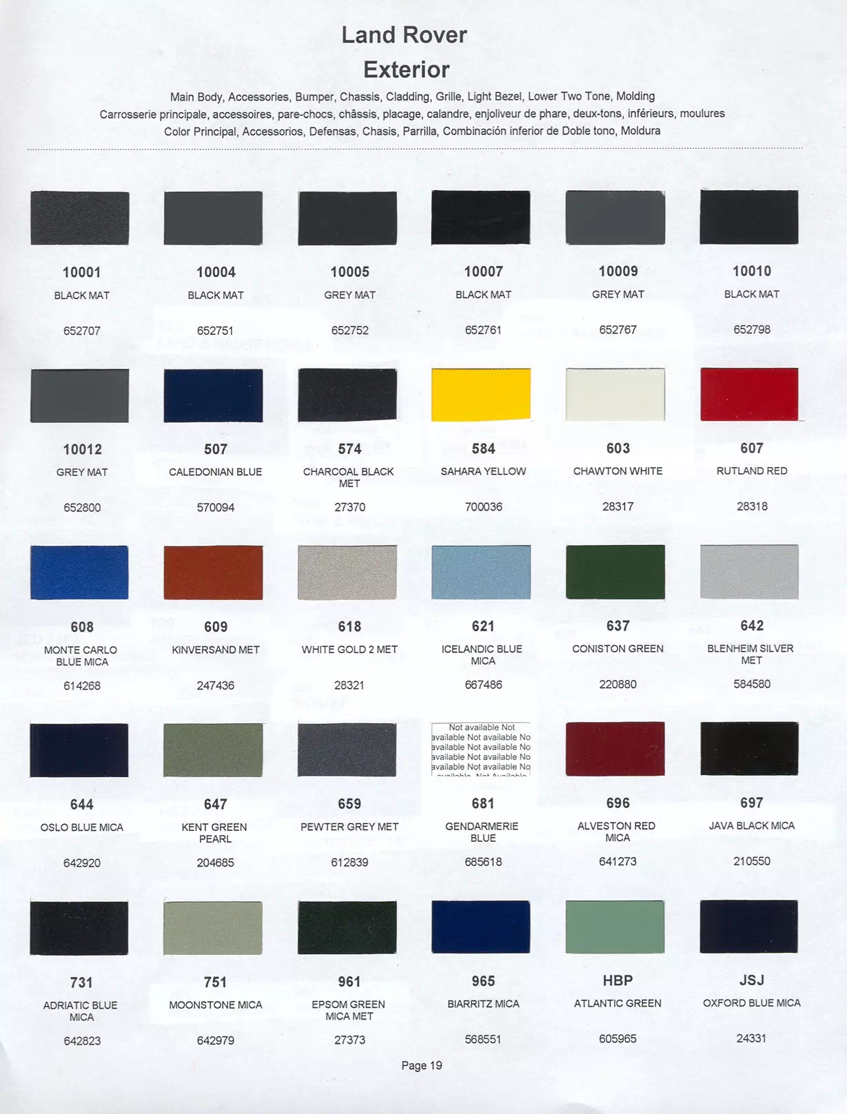 Paint color examples, their ordering codes, the oem color code, and vehicles the color was used on