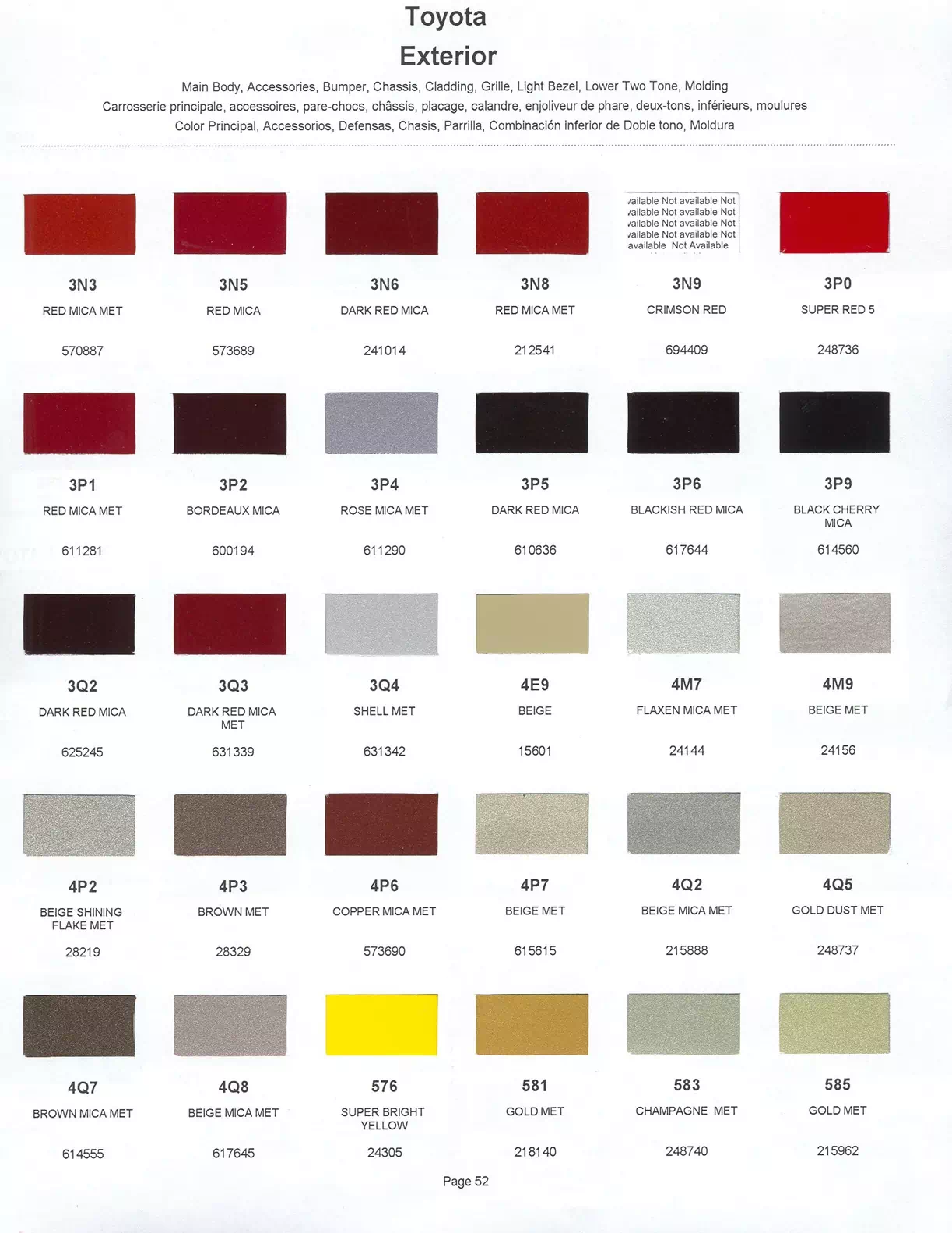 Paint color examples, their ordering codes, the oem color code, and vehicles the color was used on