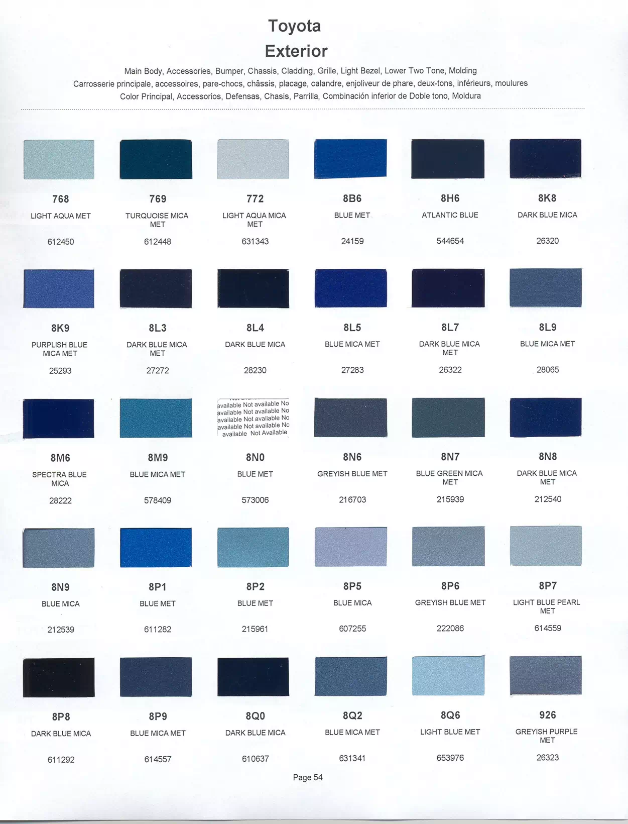 Paint color examples, their ordering codes, the oem color code, and vehicles the color was used on