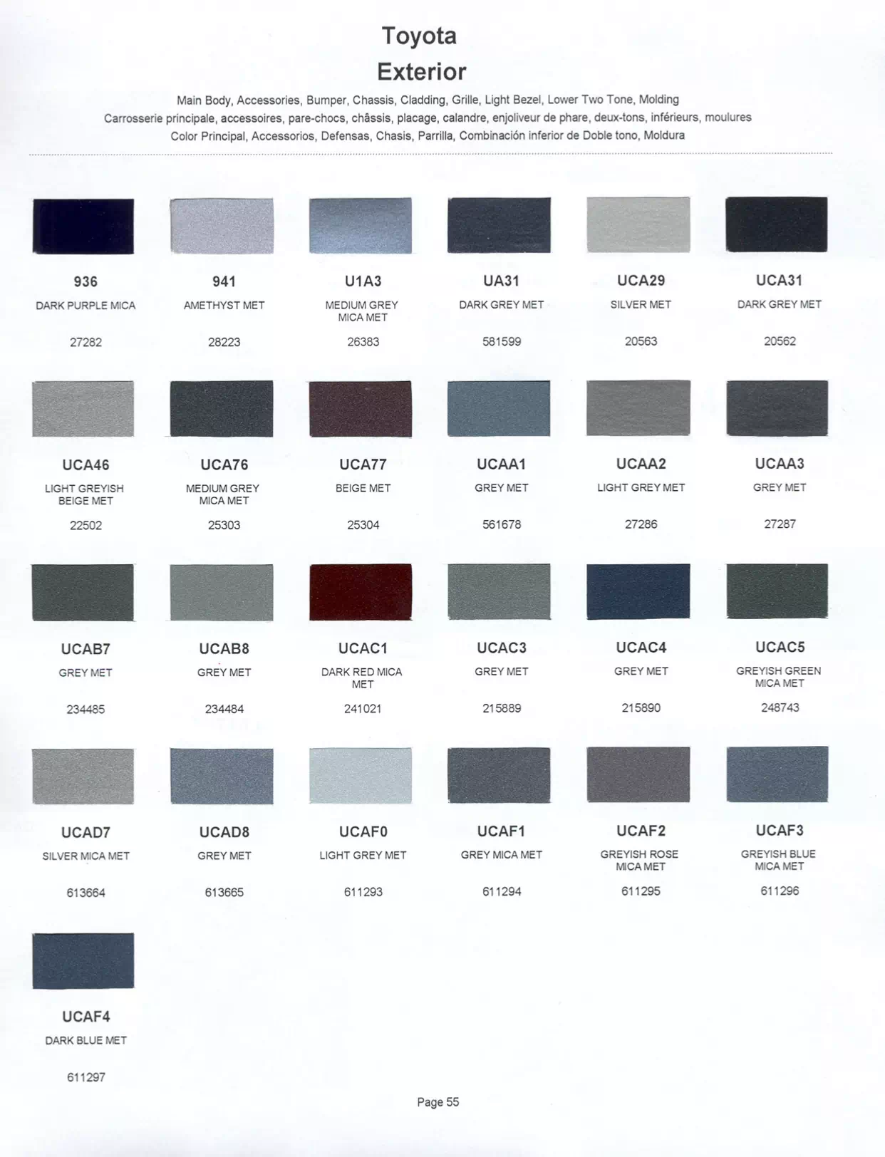 Paint color examples, their ordering codes, the oem color code, and vehicles the color was used on