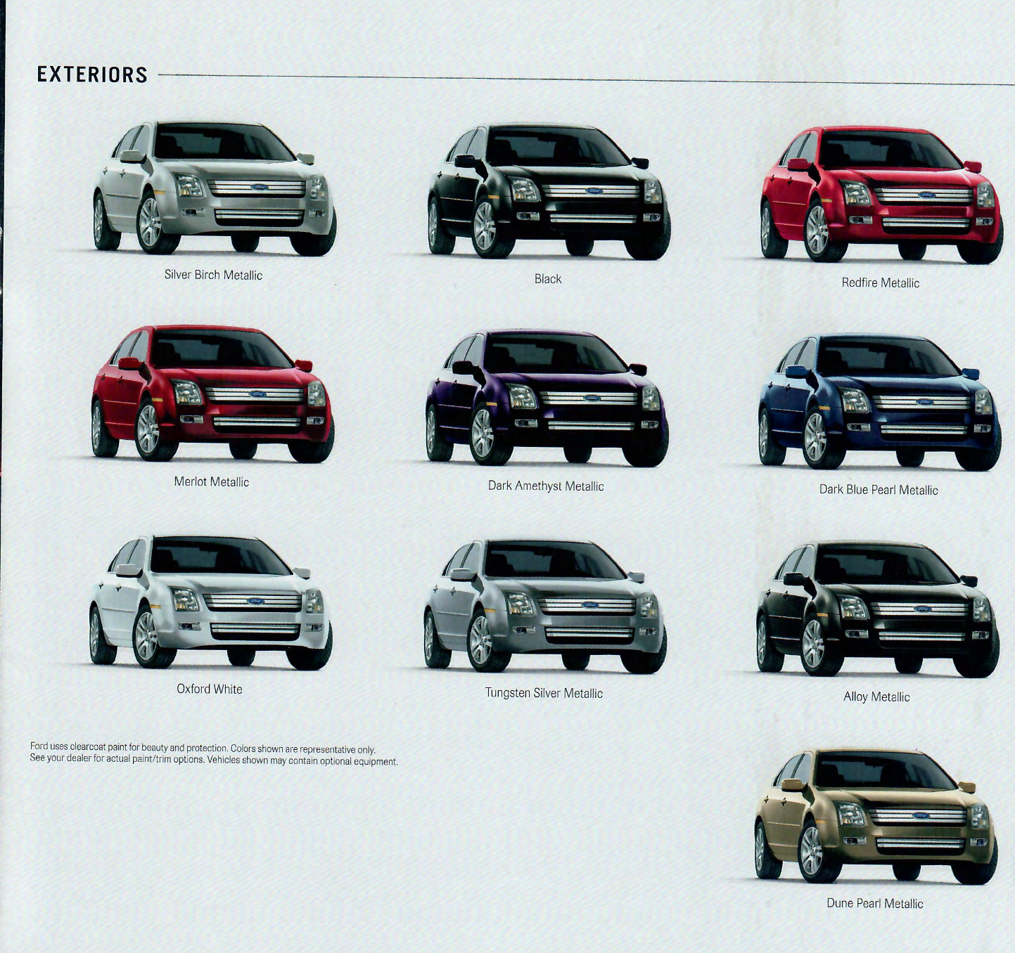 a photo showing the different color options the Ford Fusion came in.