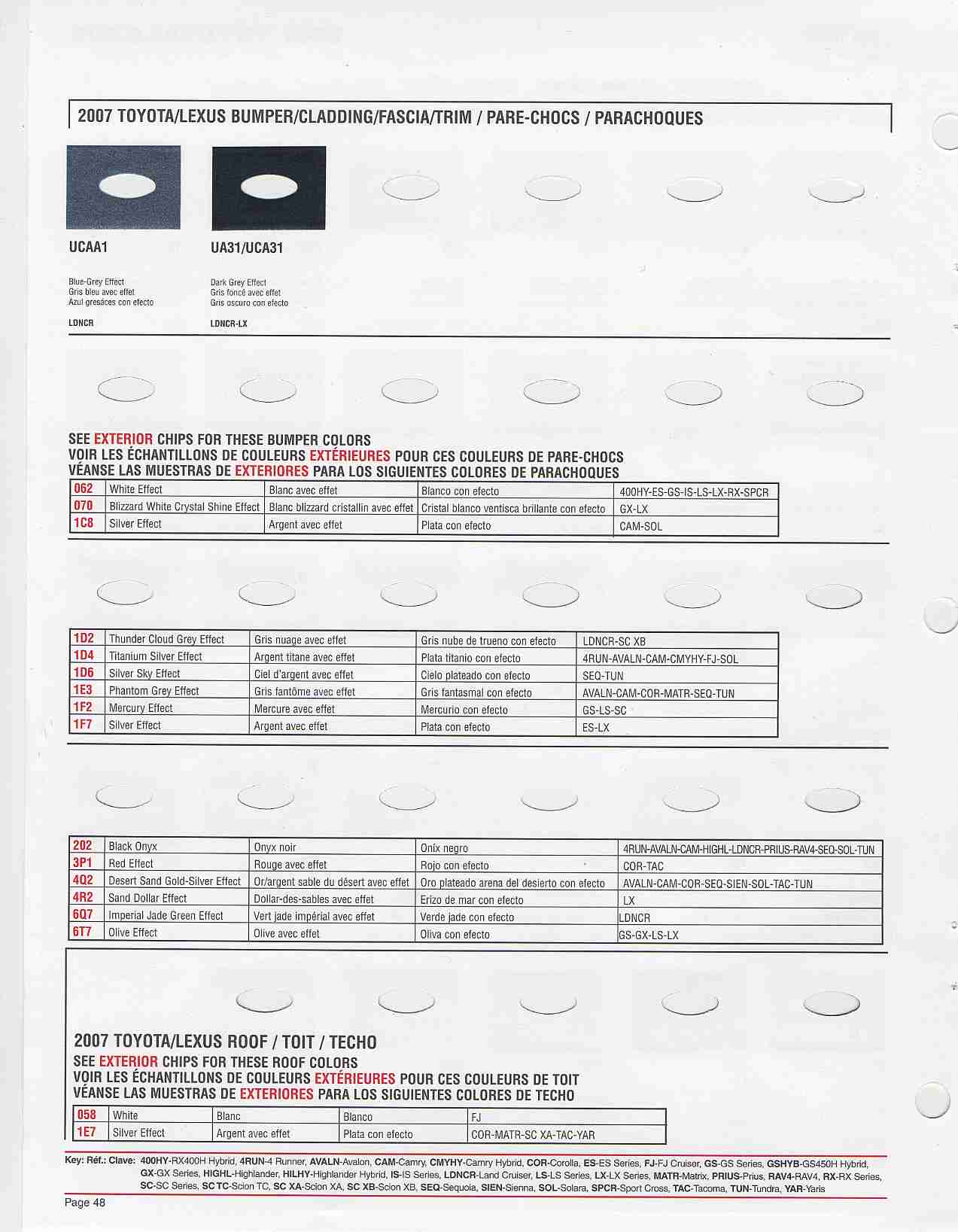 Toyota Paint Codes, Toyota Color Chart