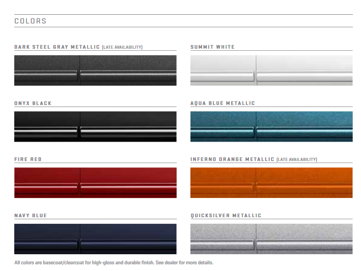 Colors used on the exterior of GMC Canyon Vehicles