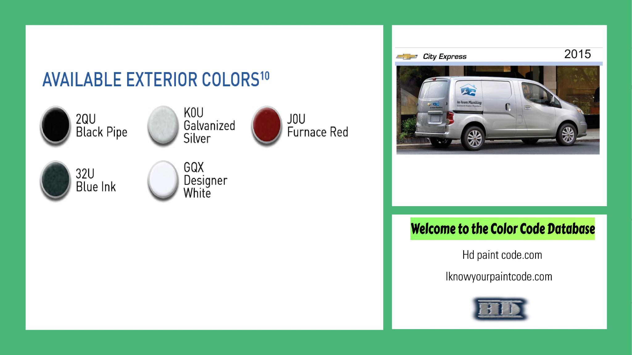 paint codes, paint swatches and vehicle example of the 2015 GM vehicle